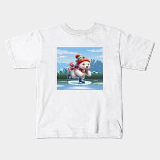 Skating Polar Bear Cub Kids T-Shirt